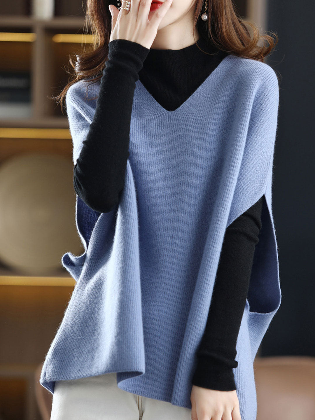 Street-wave Women V-Neck Knit Vest Soft Cozy Layering Essential Everyday Comfort