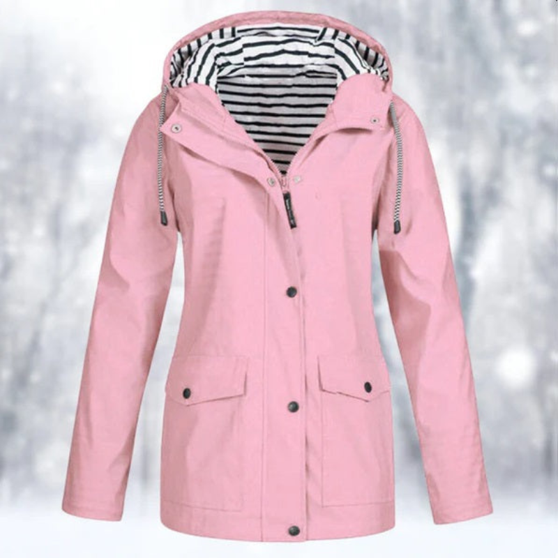 Street-wave Womens Waterproof Hooded Winter Jacket With Striped Lining For All Weather Outdoor