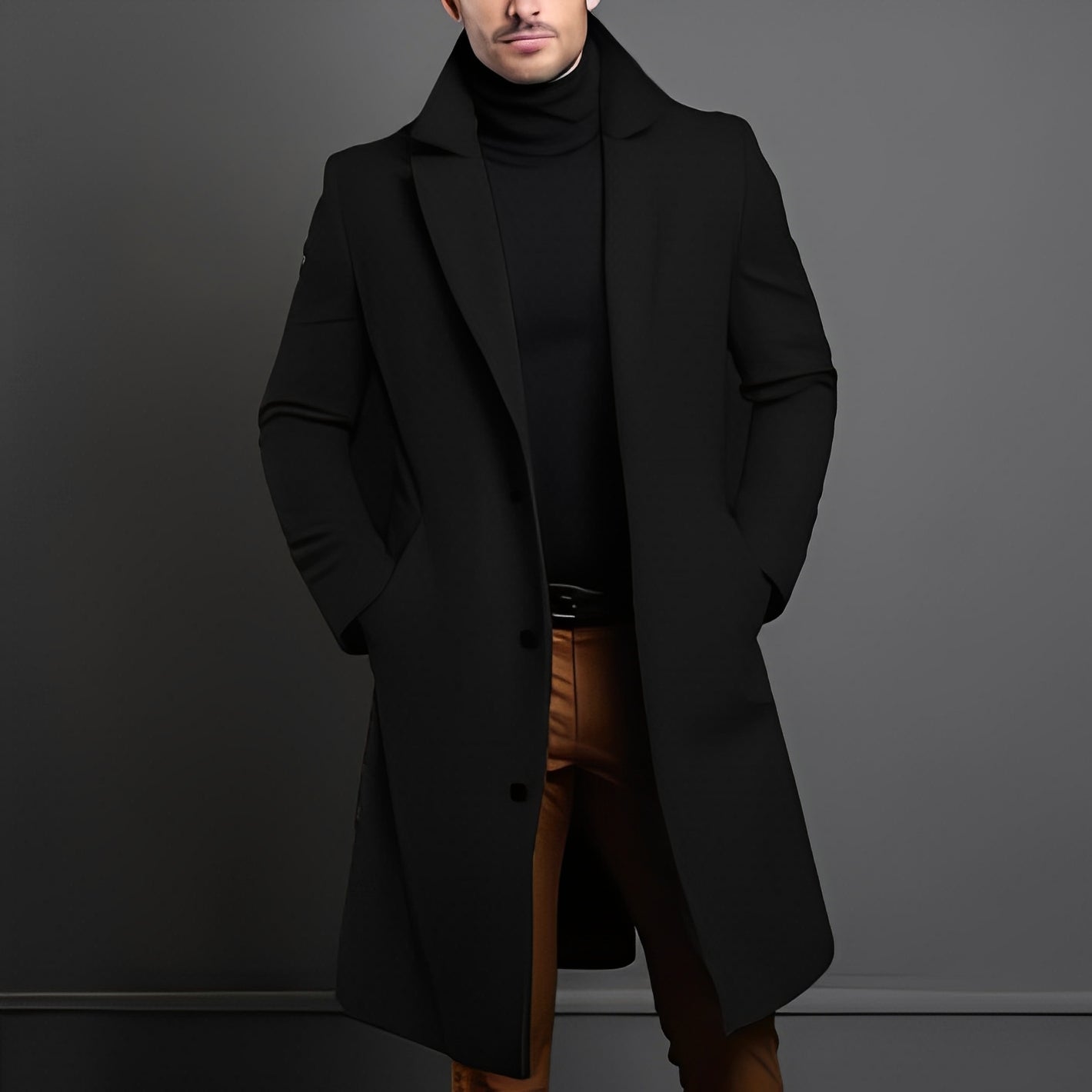 Street-wave Mid Length Wool Coat For Men Warm, Classic Trench Silhouette, Tailored Comfort