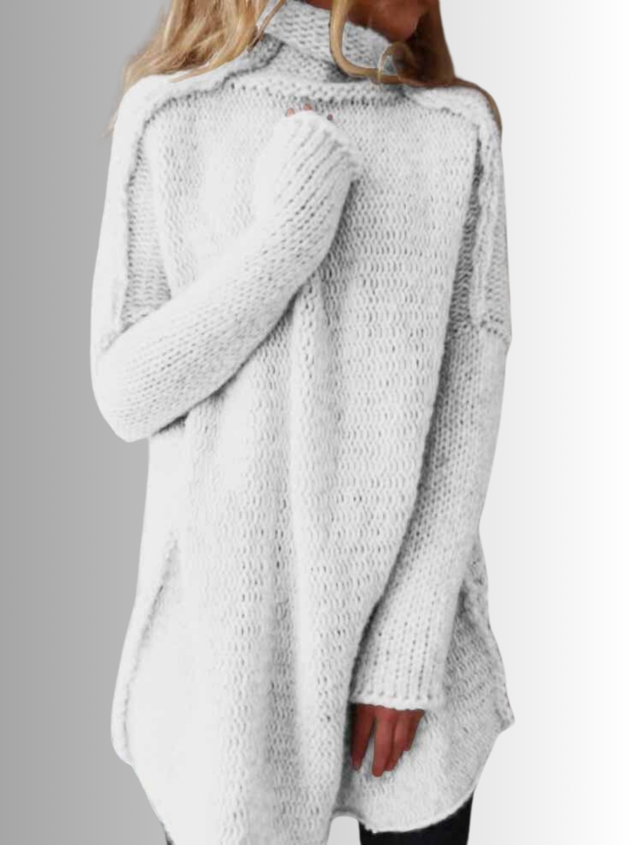 Street-wave Cozy Longline Turtleneck Knit Sweater for Women Oversized Chic Warmth