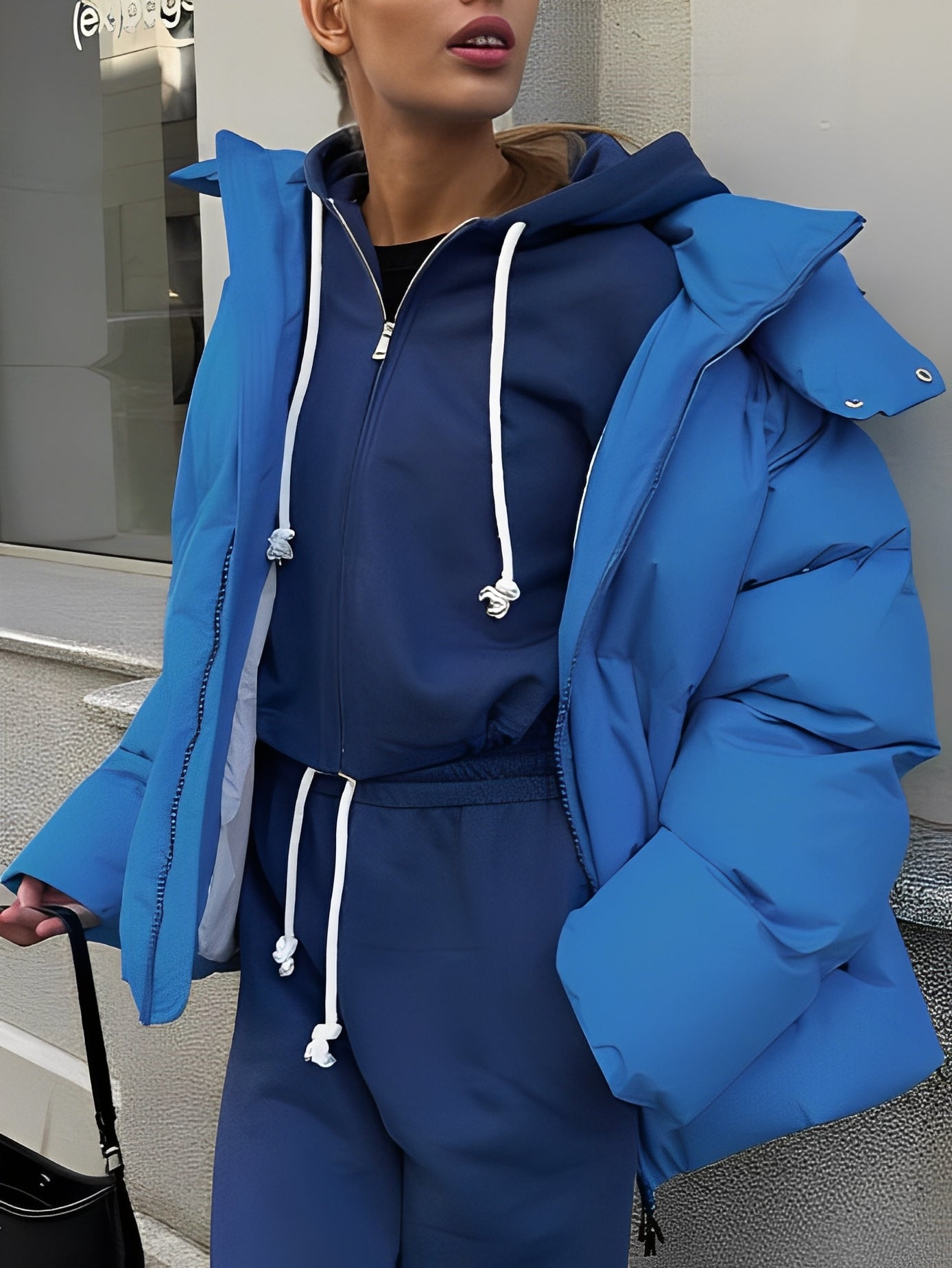 Street Wave Womens Short Puffer Hoodie Jacket For Cold Weather Cozy Warmth And Style