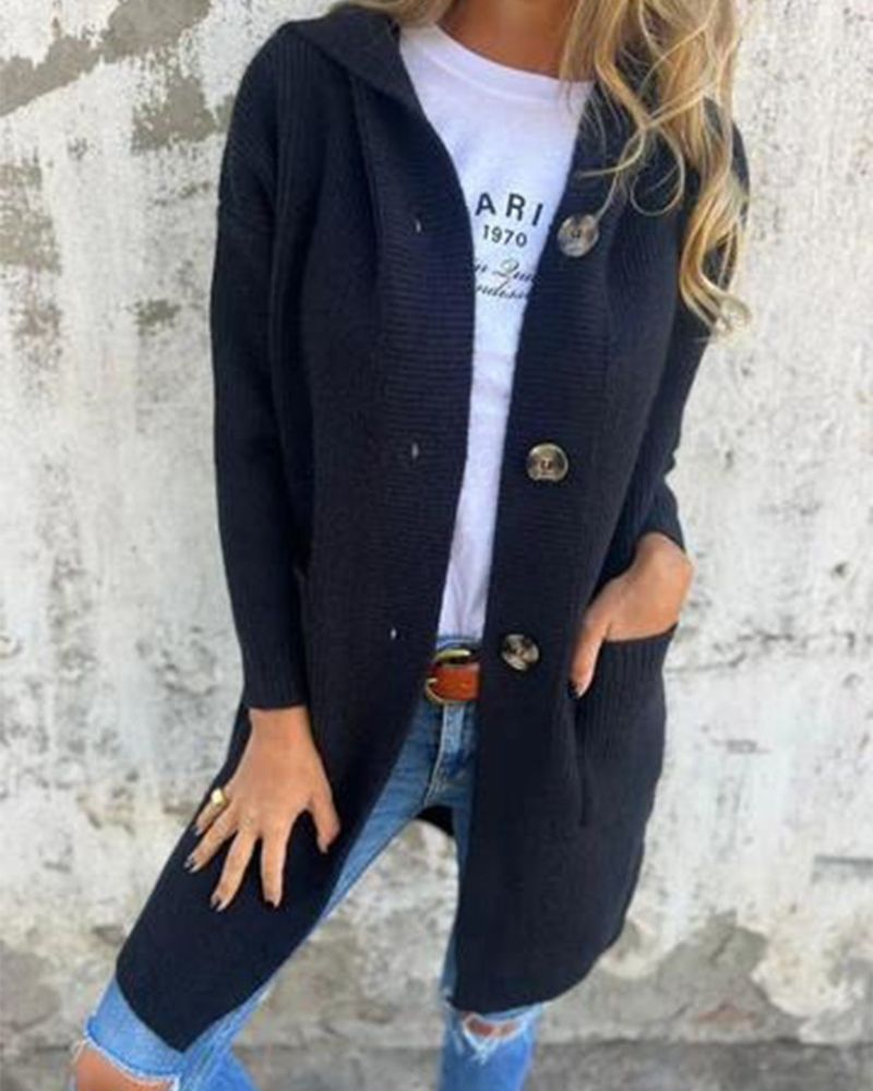 Street-Wave Hooded Knit Cardigan With Pockets For Women Cozy Warmth And Everyday Style
