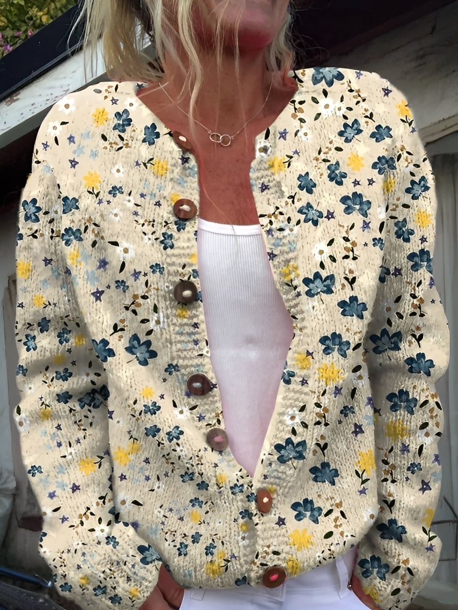 Street-wave Floral Cardigan For Women Soft Comfort Lightweight Warmth In Colorful Bloom Print