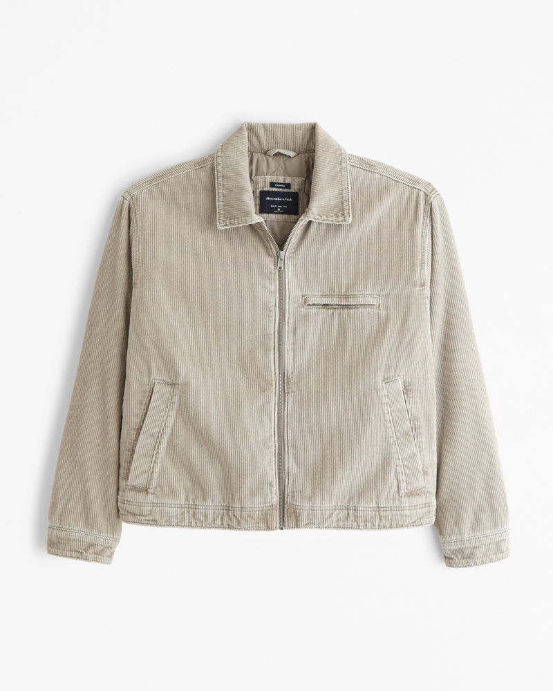 Street-Wave Work Jacket With Zip Corduroy Collar Warm Rugged Style for Urban Professionals