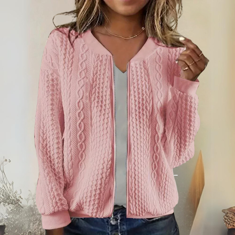 Street Wave Zip Jacket For Women Comfortable Structured Knit With Cozy Fit And Effortless Chic