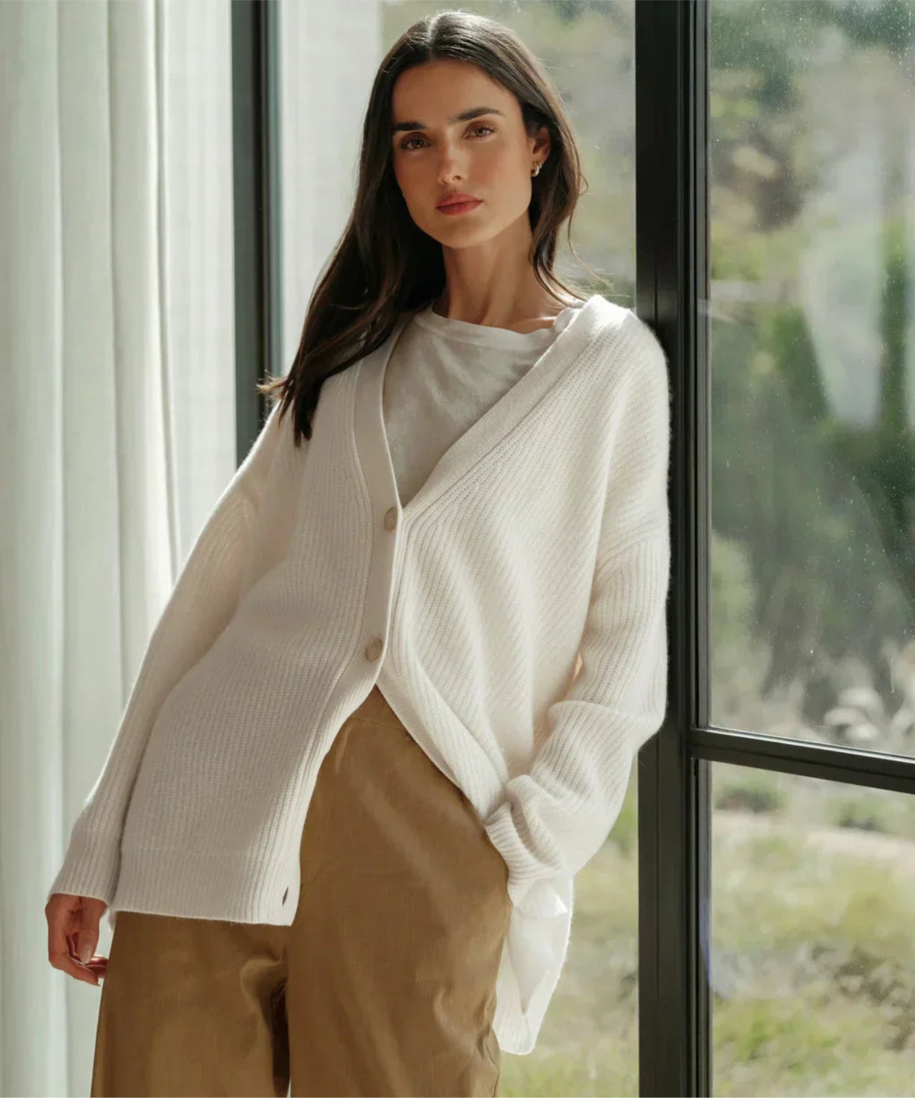 Street-Wave Women V-Neck Cardigan Ultra-Soft Cozy Open Knit Versatile Wardrobe Essential