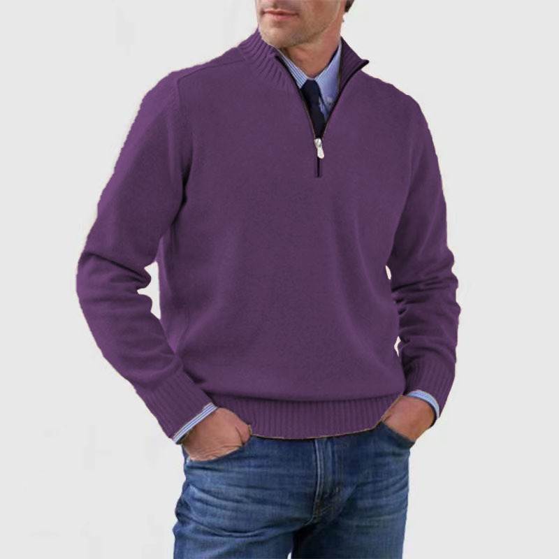 Street-Wave Men's Half Zip Sweater Warm Cozy Knit Pullover For Everyday Style And Comfort