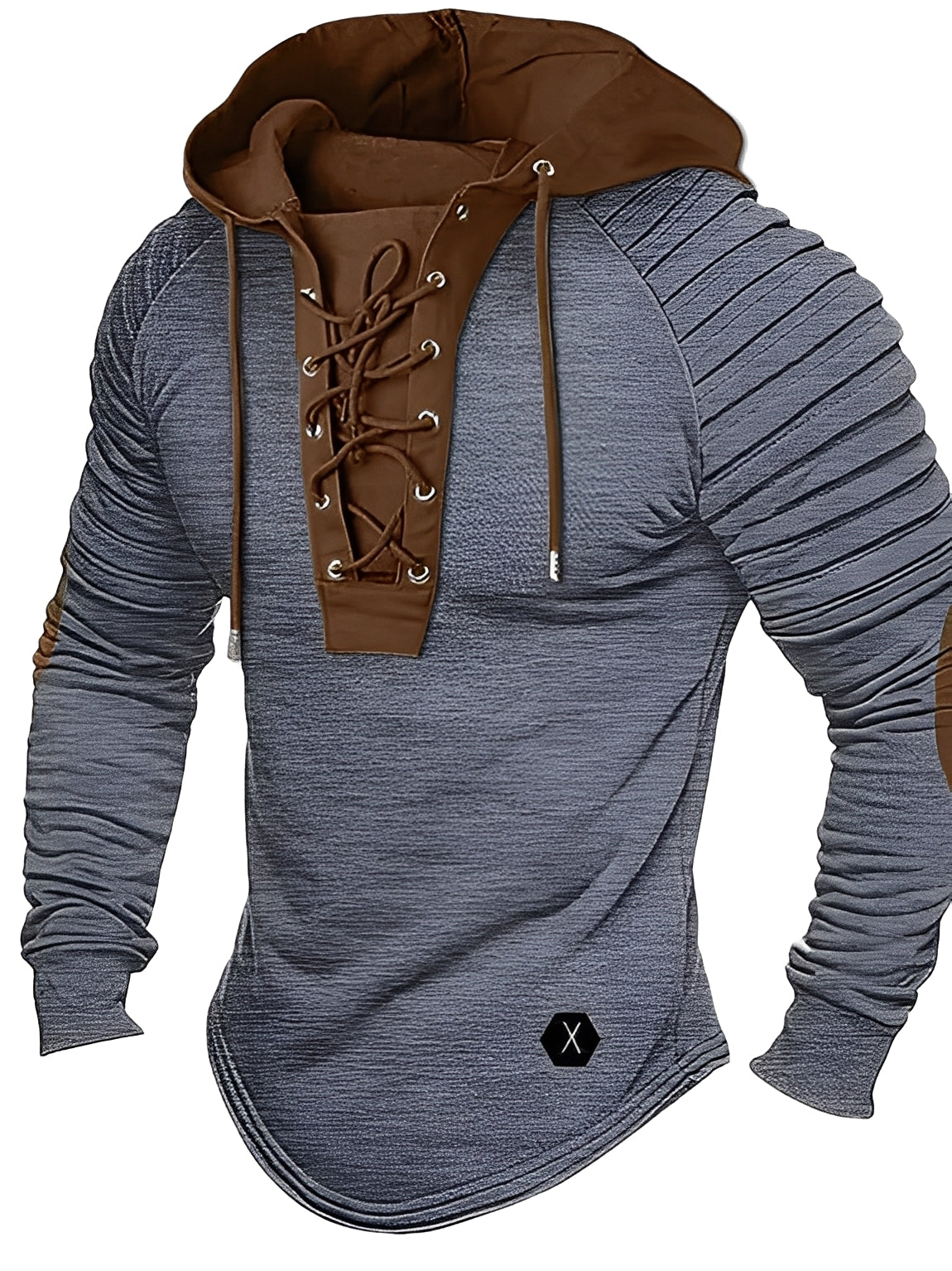 Streetwave Hooded Cotton Knit Pullover For Men With Lace Up Front And Quilted Shoulders For Warmth And Classic Style