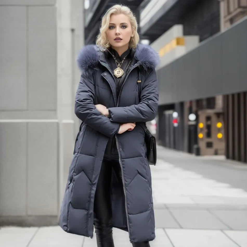 Street Wave Womens Winter Quilted Coat With Hood Trim