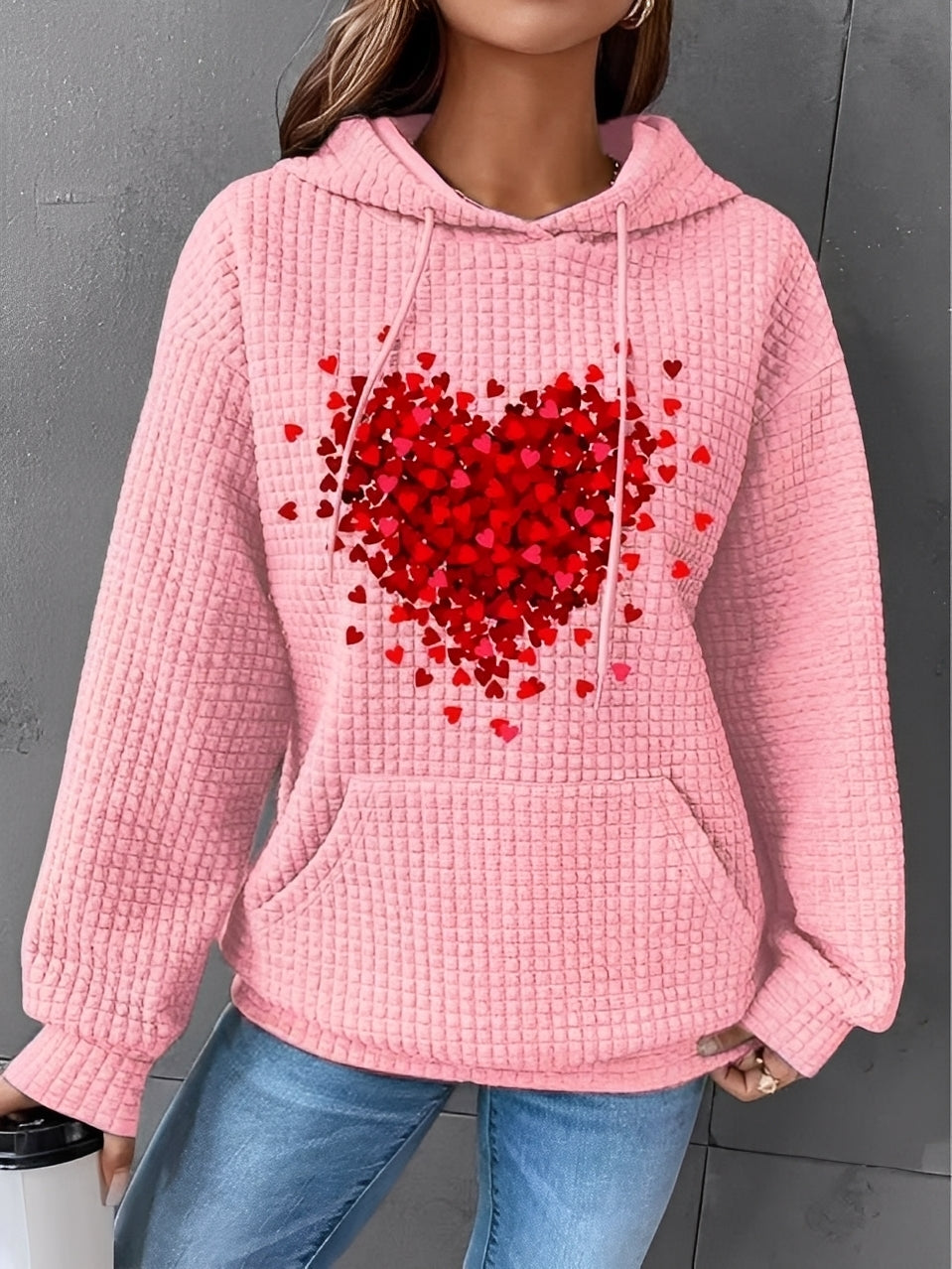 Street Wave Hoodie For Women Soft Quilted Knit Warmth Cat Graphic With Paw Print Sleeves