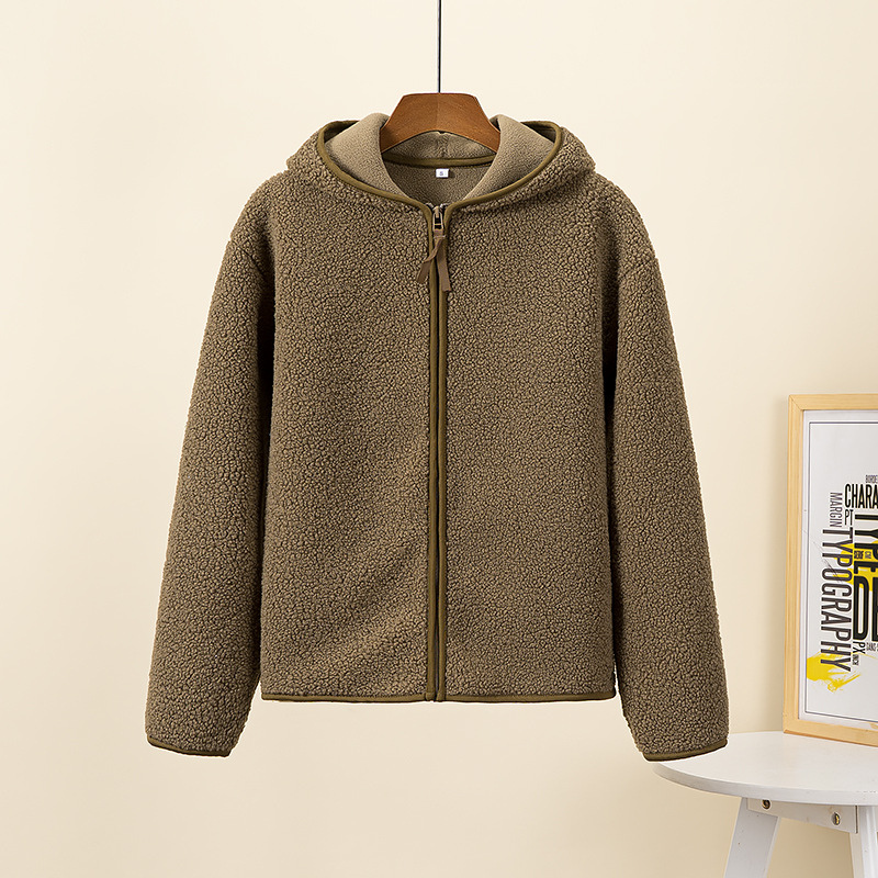 Street-wave Hooded Zip Sherpa Fleece Jacket Unisex Cozy Winter Wear for Cold Days