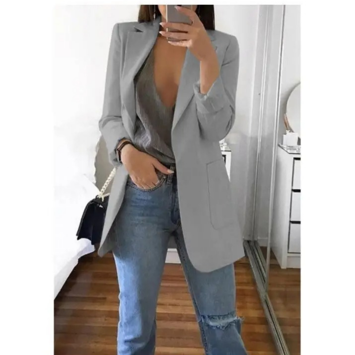 Street-Wave Women Blazer Khaki Lightweight Elegant Tailored Jacket For Everyday Style