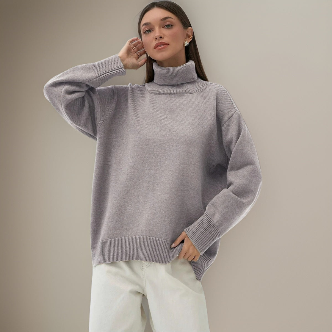 Street-wave Womens Winter Turtleneck Sweater Cozy Knit Elegant Comfort Flattering Fit For Casual Chic