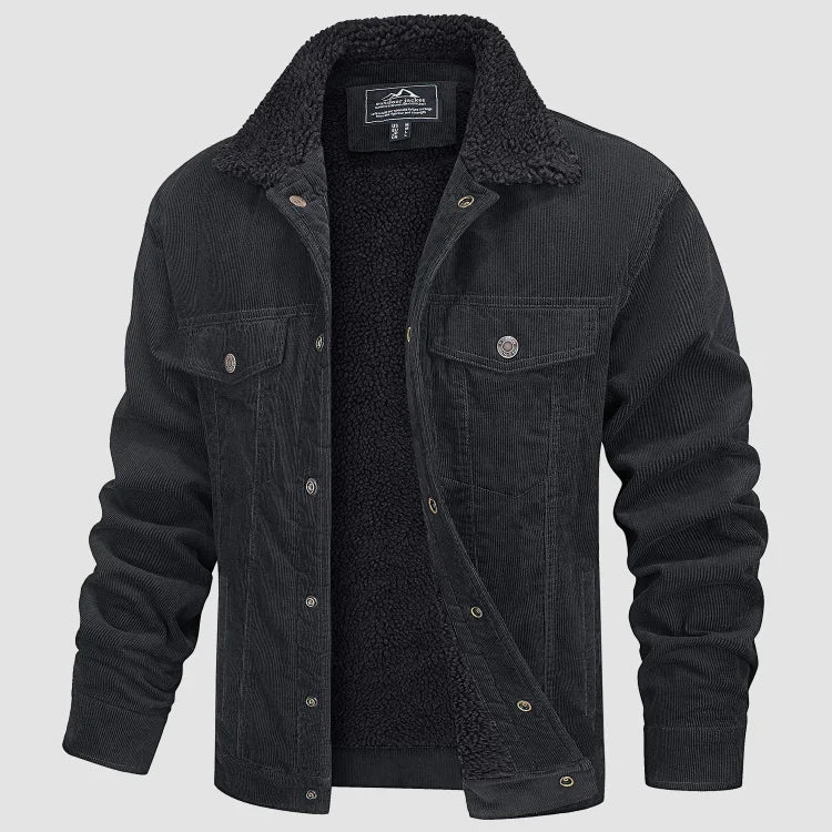 Street-Wave Corduroy Jacket For Men Warm Sherpa Lined Winter Coat Cozy And Durable