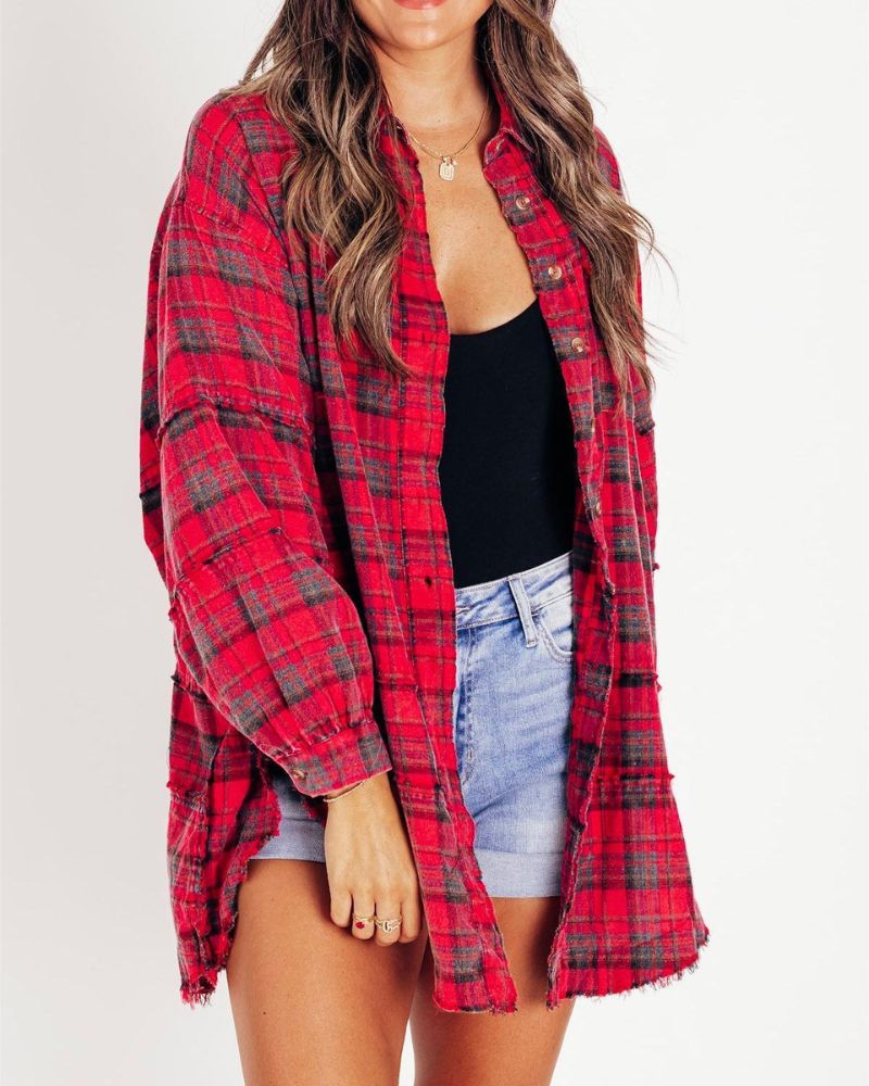 Streetwave Womens Oversized Flannel Shirt Cozy Soft Warm Layering Essential Street Style