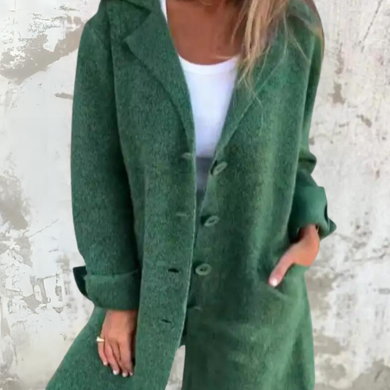 Streetwave Wool Blend Coat For Women With Timeless Cut Button Closure Lapel Collar