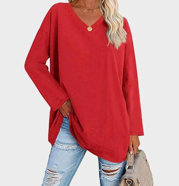 Street-wave Cozy V Neck Long Sleeve Sweater For Everyday Wear Soft Durable Knit Womens Casual Pullover