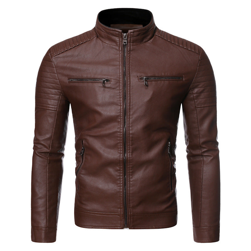 Street-wave Men's Genuine Leather Biker Jacket With Zipper Pockets Premium Quality For Cold Weather