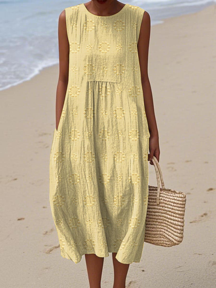 Street-Wave Olivia Textured Midi Dress For Women Breezy Beach Ready