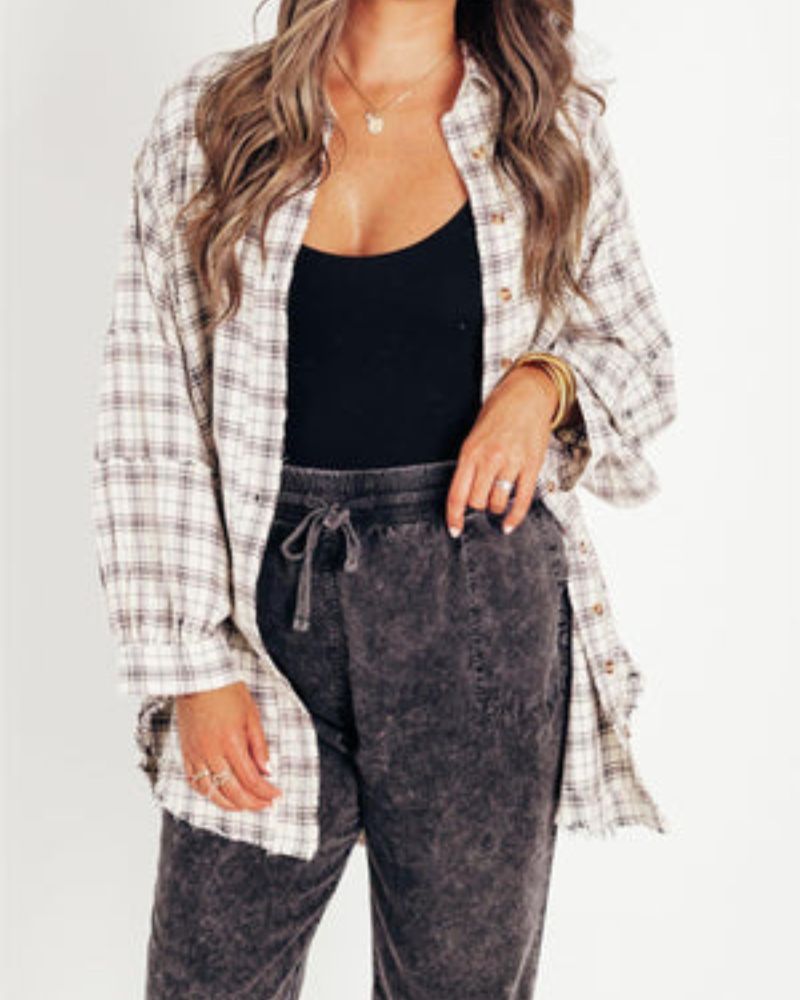 Streetwave Womens Oversized Flannel Shirt Cozy Soft Warm Layering Essential Street Style