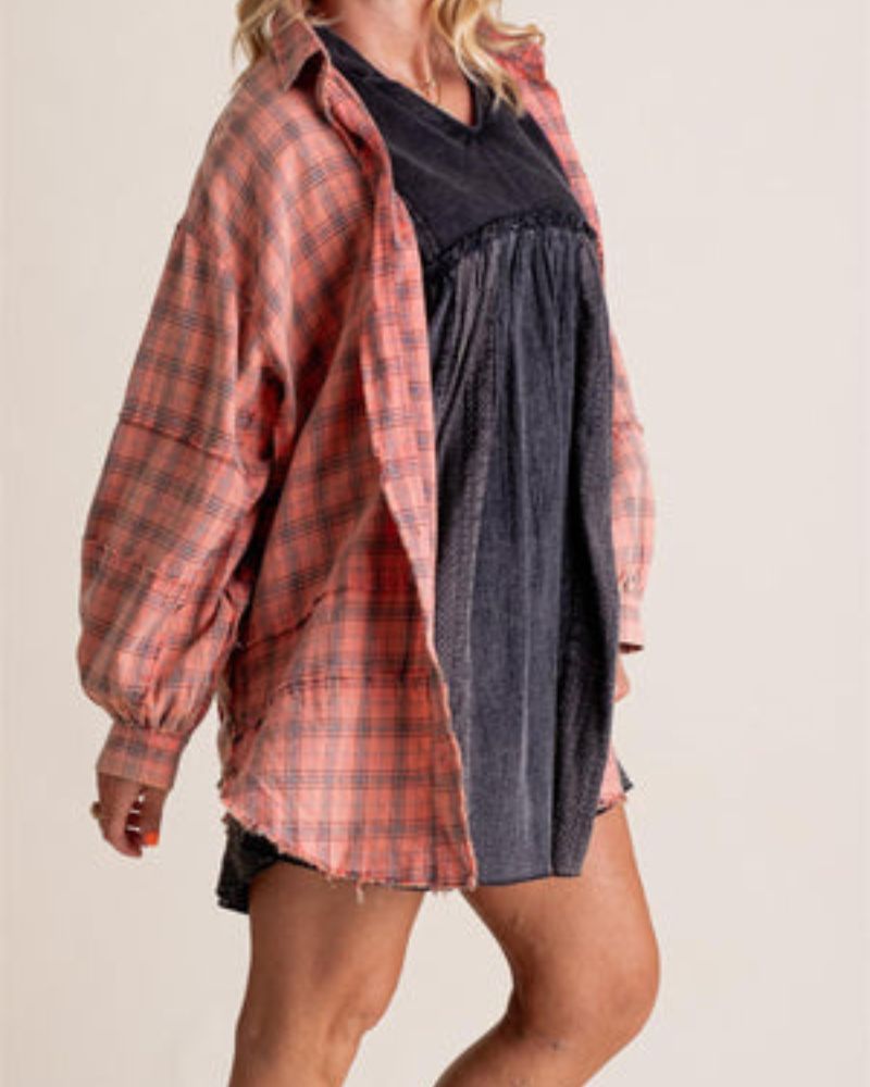 Streetwave Womens Oversized Flannel Shirt Cozy Soft Warm Layering Essential Street Style