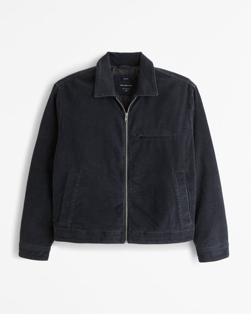 Street-Wave Work Jacket With Zip Corduroy Collar Warm Rugged Style for Urban Professionals