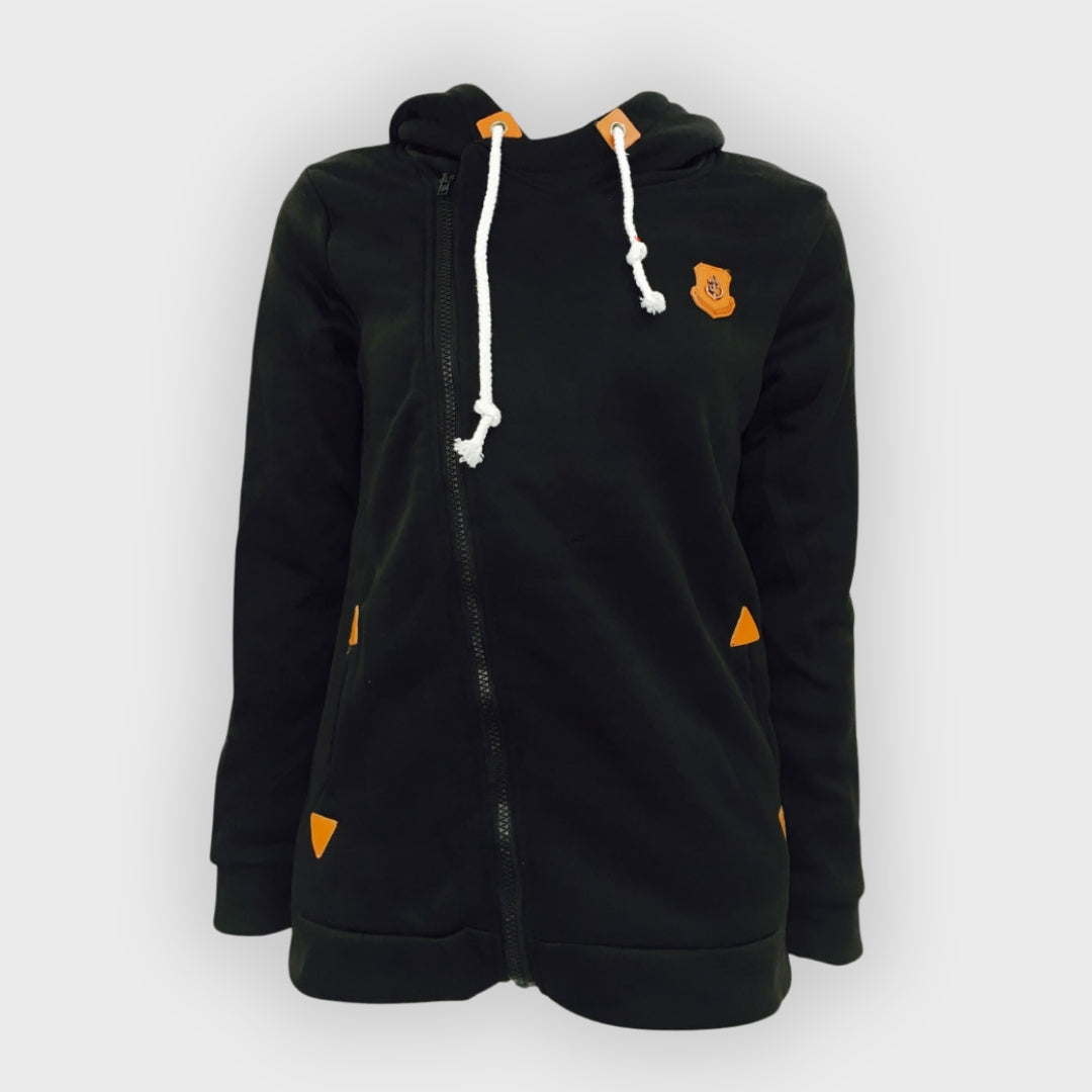 Street-Wave Women's Hoodie Jacket With Asymmetrical Zip Cozy Cotton Blend Casual Streetwear Style