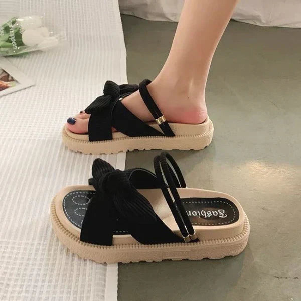 Amiel Summer Sandals For Women By Street-wave - Fashionable Comfort Strappy Bow Detail All-Day Beach Ready
