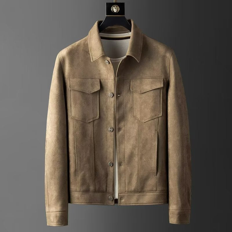 Street Wave Suede Leather Jacket For Men Classic Style Soft Comfort Premium Outerwear