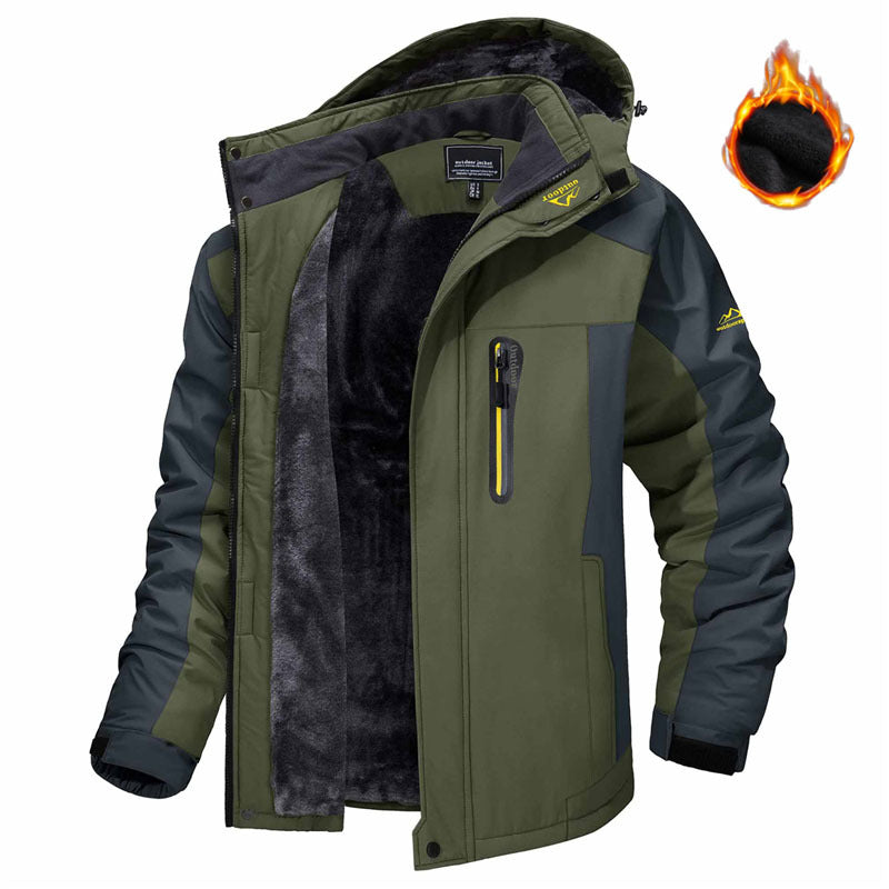 Street-wave Men's Winter Jacket Waterproof and Windproof Insulated with Plush Fleece Lining