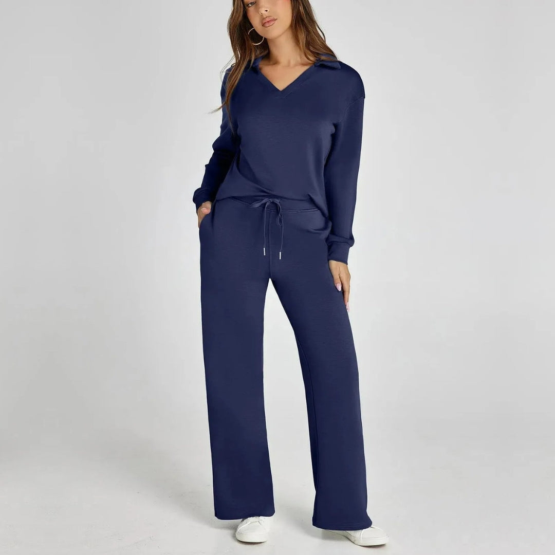 Street-wave Womens Loungewear Set With Wide Leg Pants For Cozy Comfort And Style