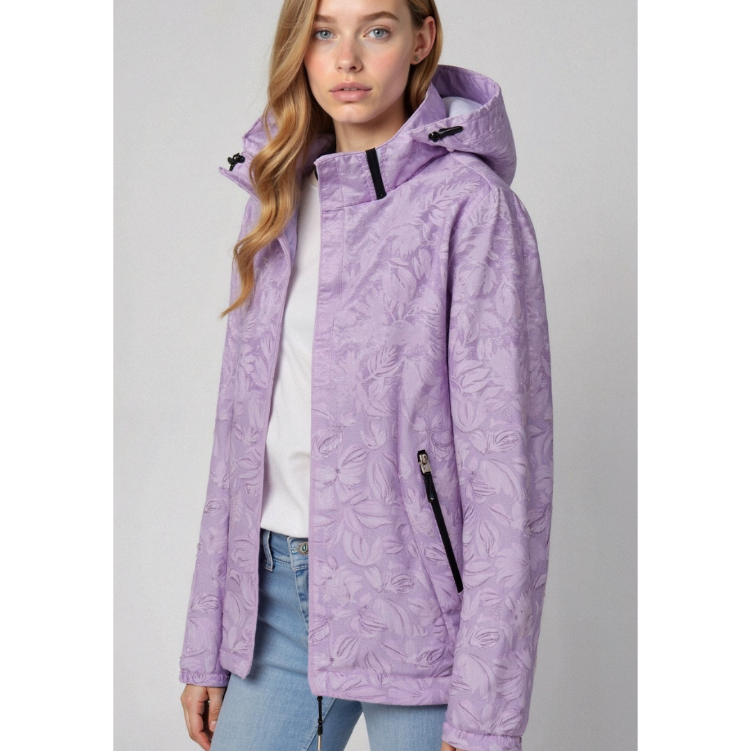 Street-Wave Printed Zip Winter Jacket With Hood For Women Cozy Yet Chic Outerwear