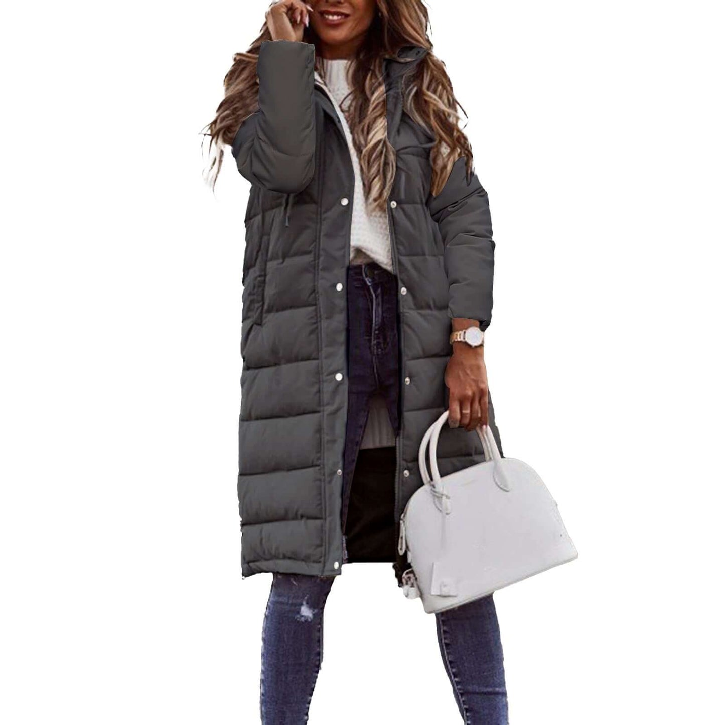 Street-wave Women Puffer Coat With Hood Warm Insulated Long Winter Jacket For Everyday Comfort