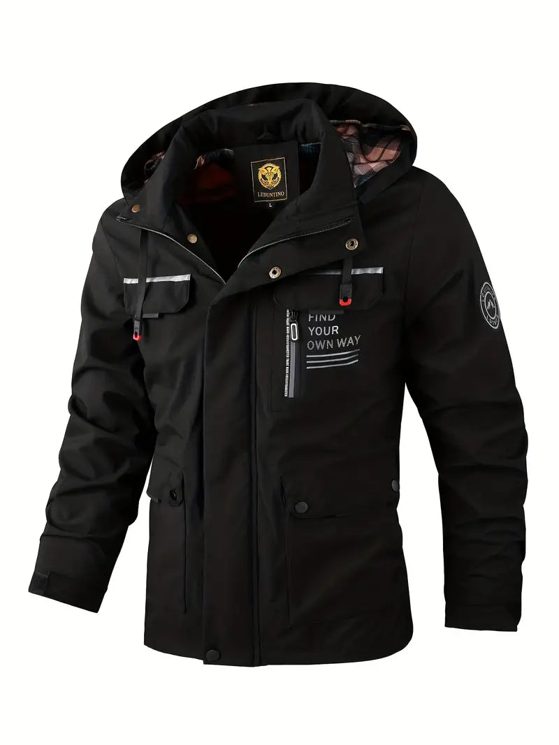 Street Wave Men Bomber Jacket Warm Thick Padding Insulated Lining For Cold Weather