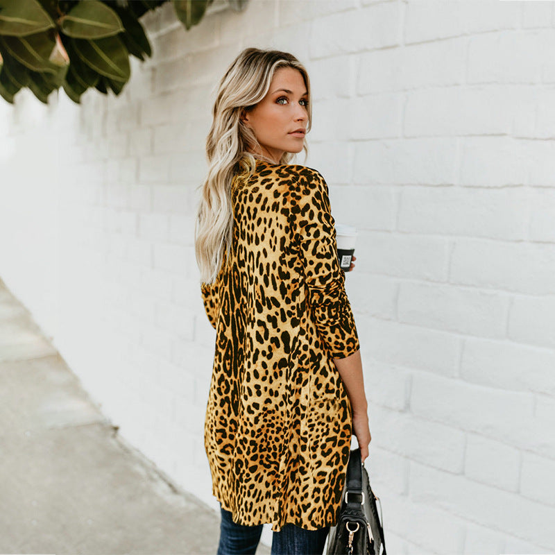 Streetwave Leopard Print Longline Jacket For Women Premium Quality Material Versatile Everyday Chic Outerwear