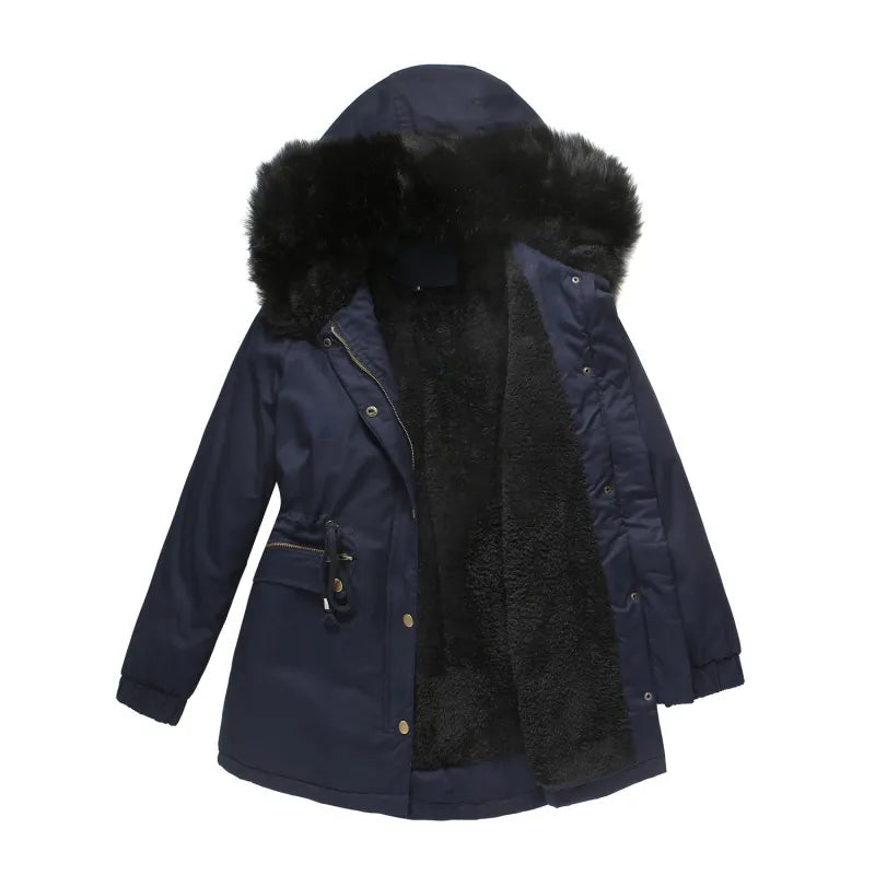 Street-Wave Women Cotton Parka With Faux Fur Hood For Warmth And Style And Versatility