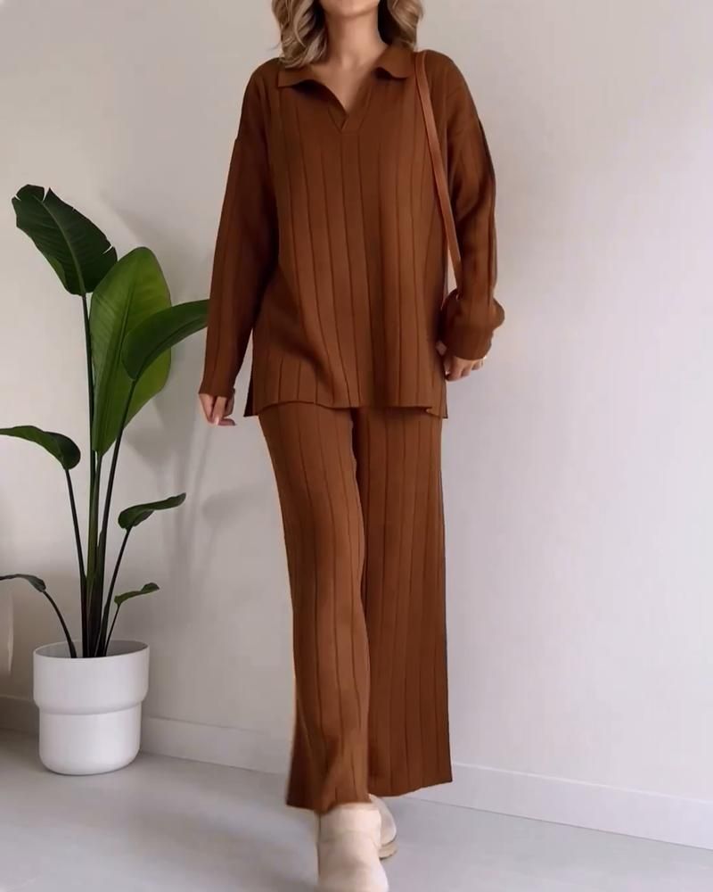 Street-Wave Pinstripe Jacquard Two-Piece Set For Women, Effortless Elegance And Comfort