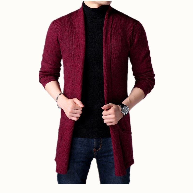 Street-Wave Men's Casual Knit Cardigan Open Front With Pockets For Everyday Comfort