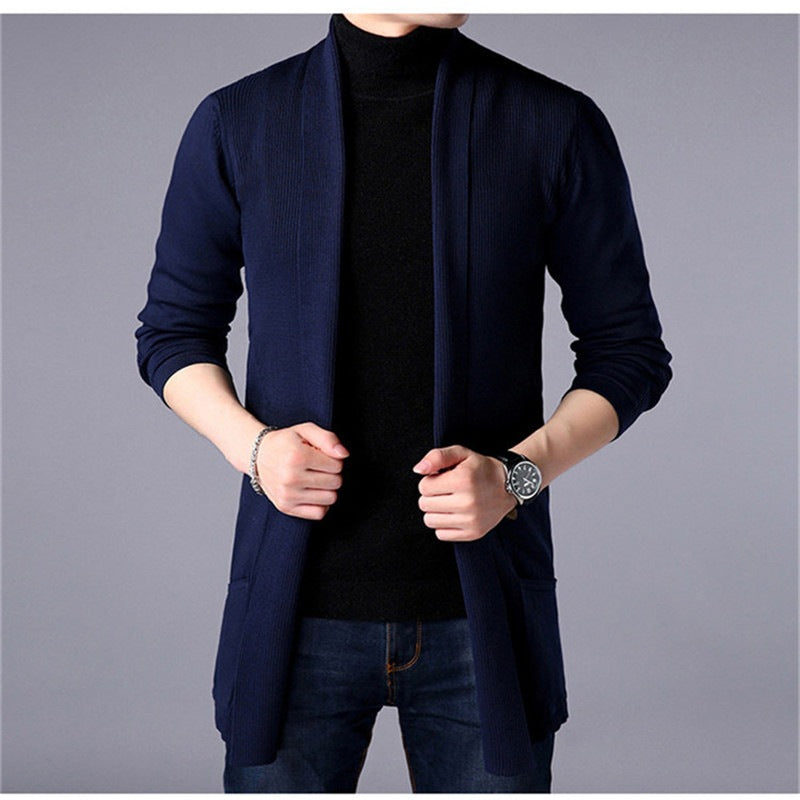 Street-Wave Men's Casual Knit Cardigan Open Front With Pockets For Everyday Comfort