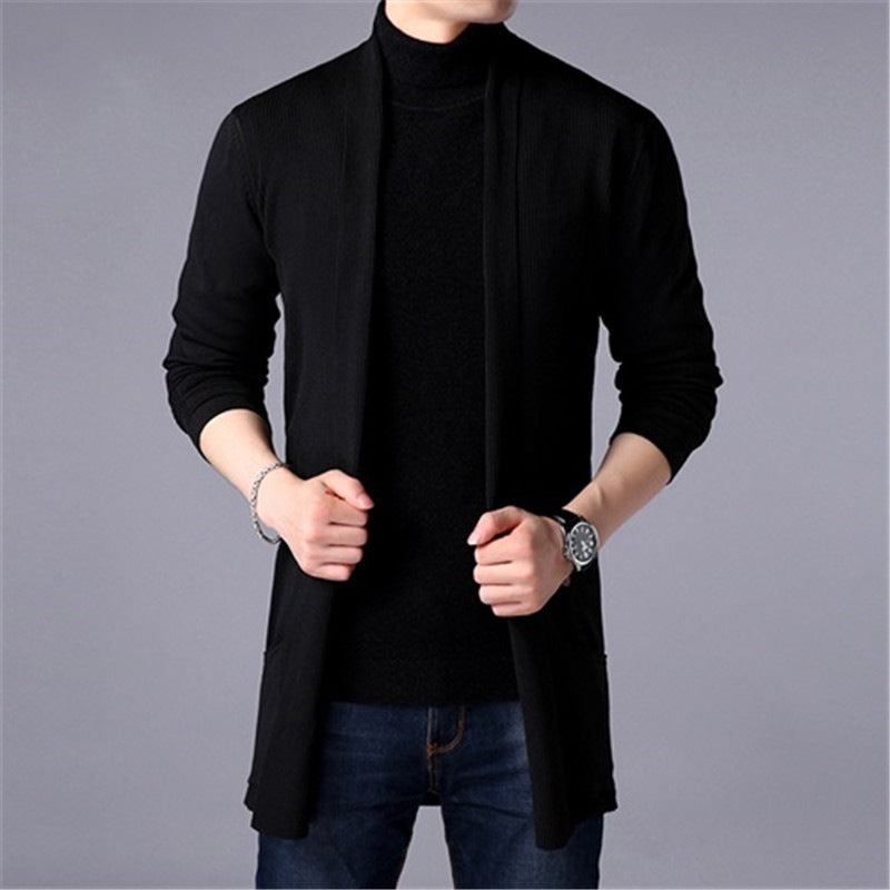 Street-Wave Men's Casual Knit Cardigan Open Front With Pockets For Everyday Comfort
