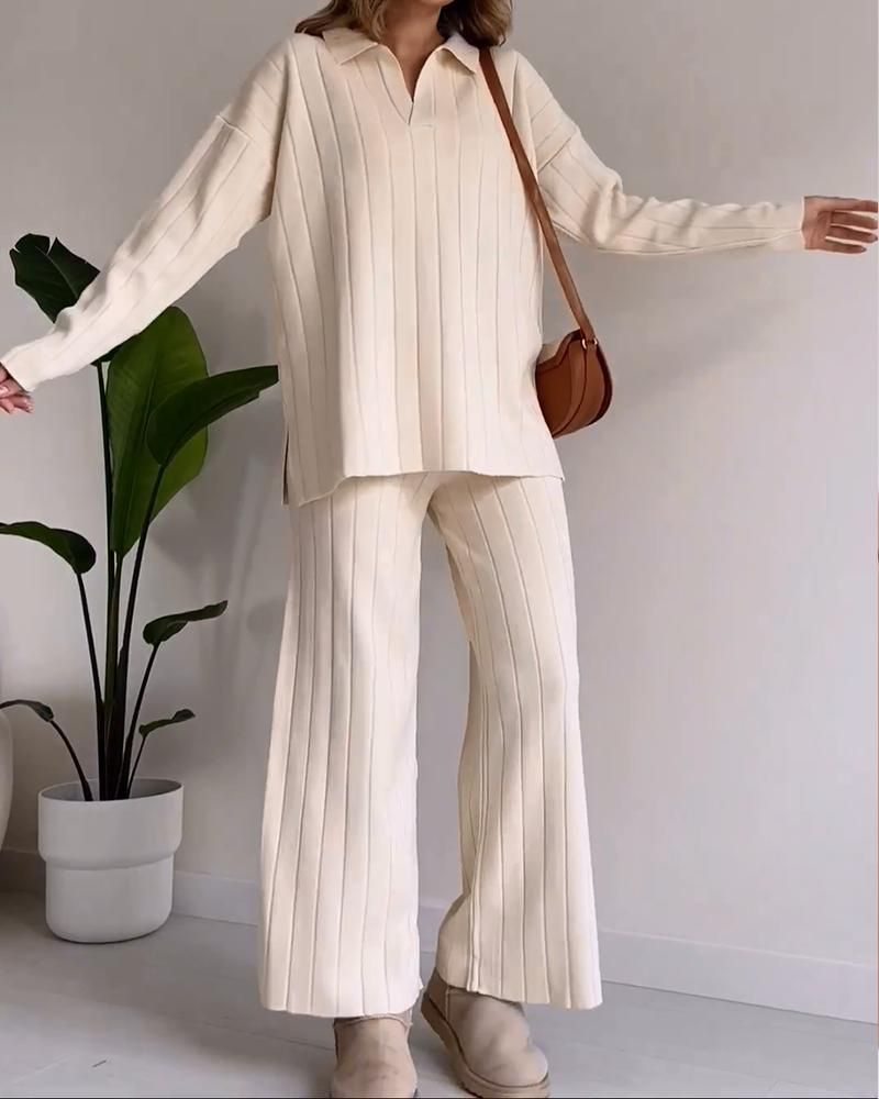 Street-Wave Pinstripe Jacquard Two-Piece Set For Women, Effortless Elegance And Comfort
