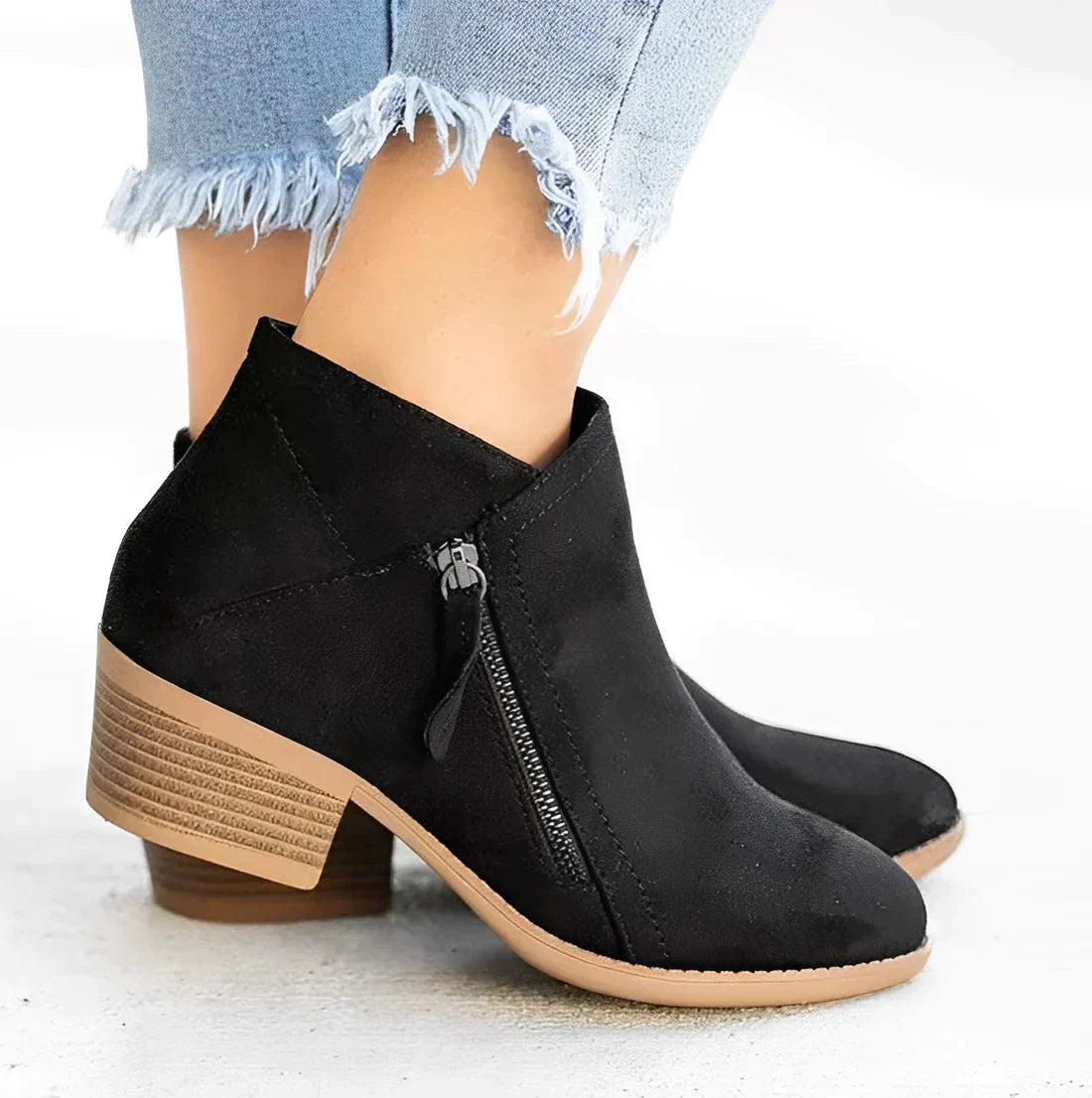Street-wave Ankle Boots With Side Zip Pointed Toe Chunky Heel Trendy Women Winter Fashion Boot