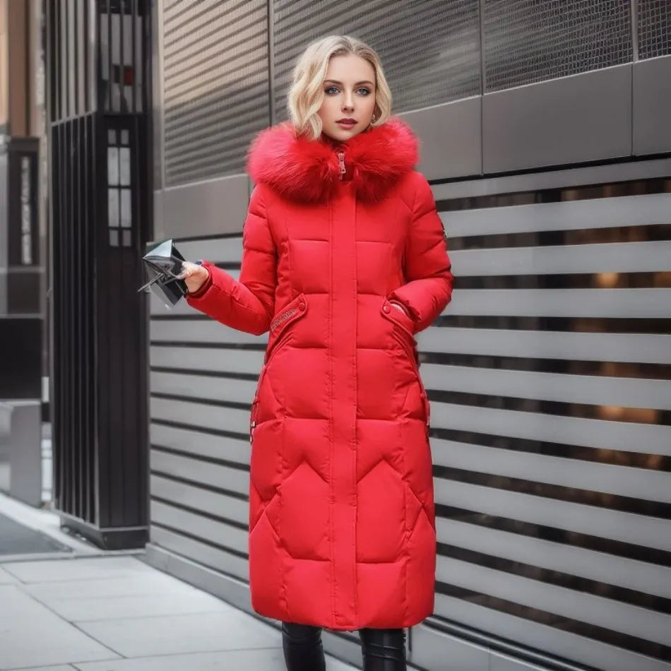 Street Wave Womens Winter Quilted Coat With Hood Trim