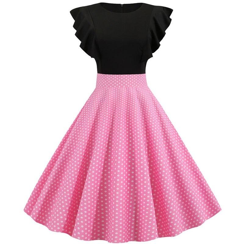 Street-wave Rockabilly Dress Sleeveless Polka Dot Blue Skirt Vintage Style For Women