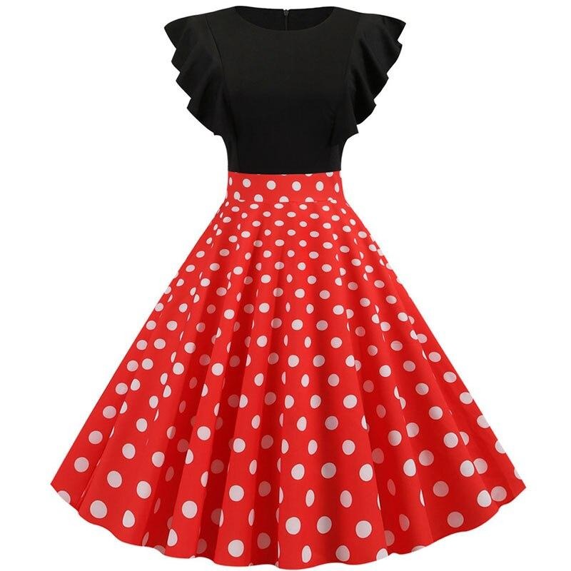 Street-wave Rockabilly Dress Sleeveless Polka Dot Blue Skirt Vintage Style For Women