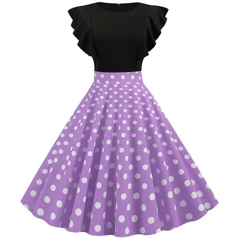 Street-wave Rockabilly Dress Sleeveless Polka Dot Blue Skirt Vintage Style For Women