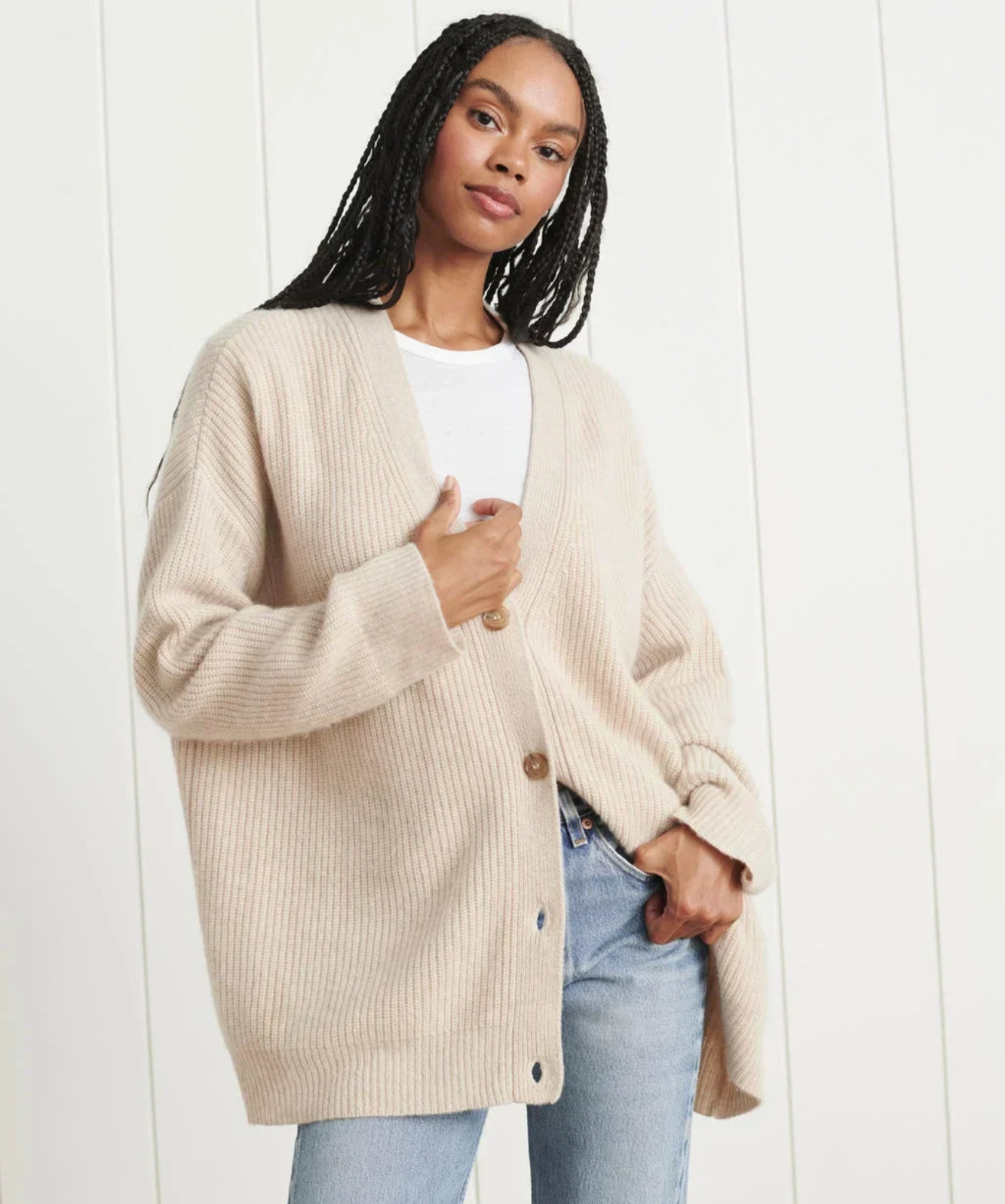 Street-Wave Women V-Neck Cardigan Ultra-Soft Cozy Open Knit Versatile Wardrobe Essential