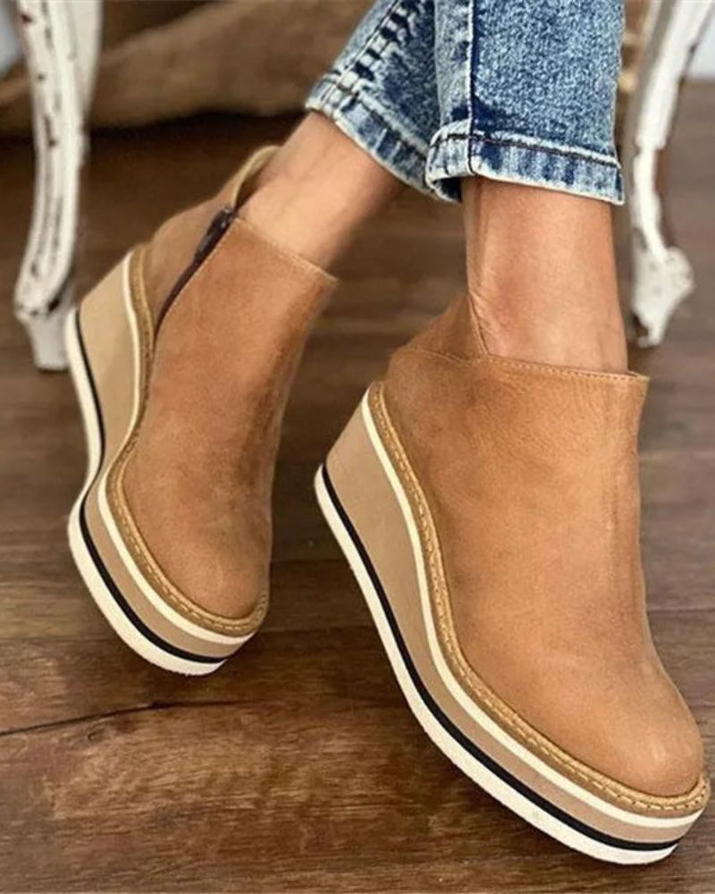 Street-Wave Ankle Boots For Women Cozy, Stylish Platform Leather Booties For Winter Wear