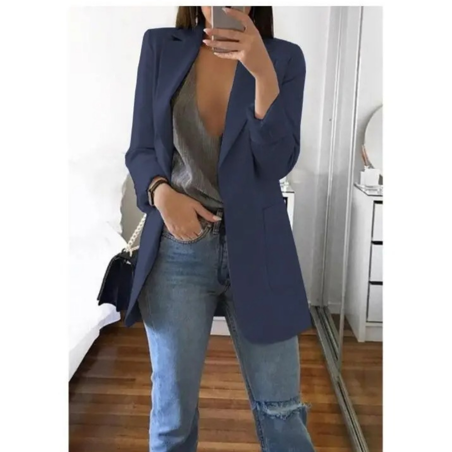 Street-Wave Women Blazer Khaki Lightweight Elegant Tailored Jacket For Everyday Style