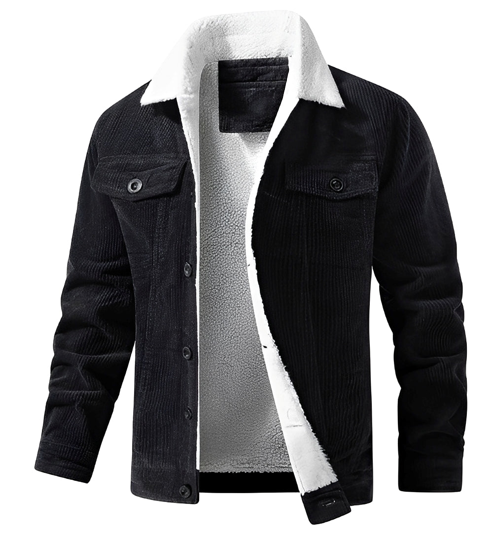 Street-Wave Corduroy Plush Jacket For Men With Sherpa Lining, Timeless Style, Rugged Durability, Premium Comfort